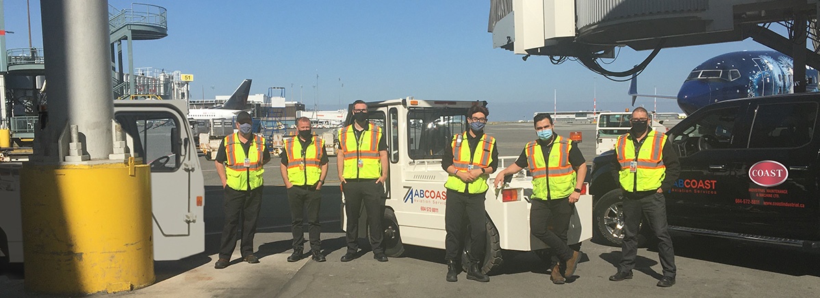 The AB Coast Aviation Services crew at Vancouver International Airport